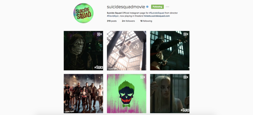 suicide squad instagram logo marketing social media joker harley quinn
